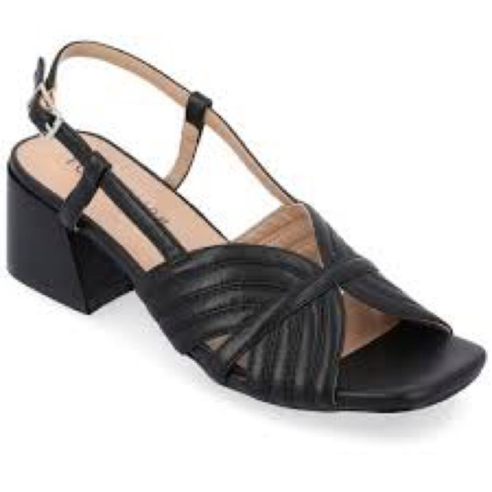 Women’s Journee Collection Kirsi Sling Back Vegan Black Leather Sandals Size 8.5